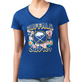 Buffalo Sabres G-III 4Her by Carl Banks Women's Super-Slim Fit Lightweight Flower Logo V-Neck T-Shirt - Royal - NHL
