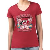 Carolina Hurricanes G-III 4Her by Carl Banks Women's Super-Slim Fit Lightweight Flower Logo V-Neck T-Shirt - Red - NHL