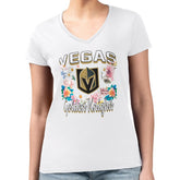 Vegas Golden Knights G-III 4Her by Carl Banks Women's Super-Slim Fit Lightweight Flower Logo V-Neck T-Shirt - White - NHL