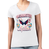 Washington Capitals G-III 4Her by Carl Banks Women's Super-Slim Fit Lightweight Flower Logo V-Neck T-Shirt - White - NHL
