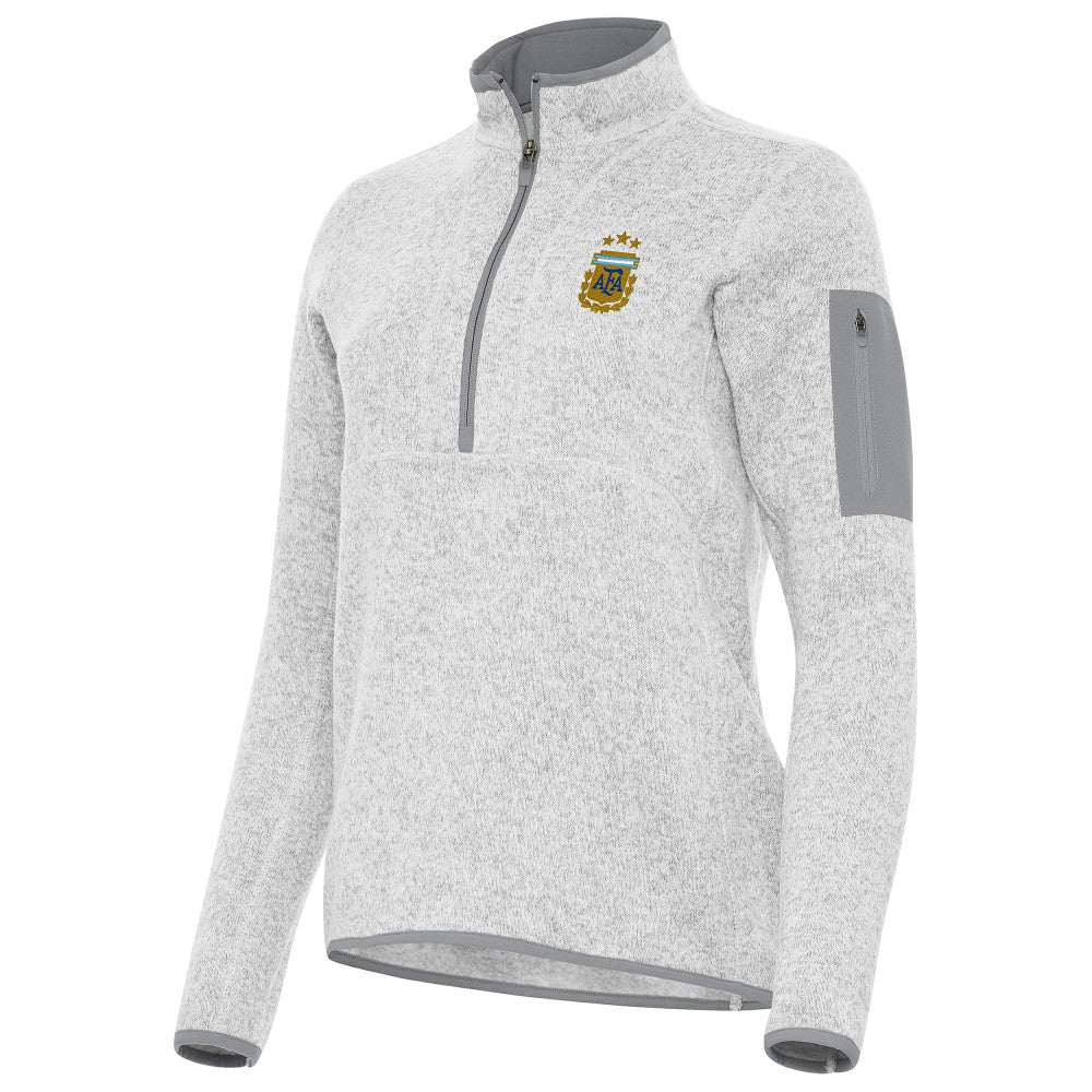Argentina National Team Antigua Women's Fortune Half-Zip Pullover Jacket Heather Gray - FIFA World CUP