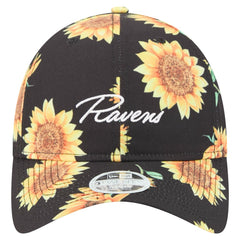 Baltimore Ravens New Era Women's Adventure Sunflower 9TWENTY Adjustable Hat Black | NFL
