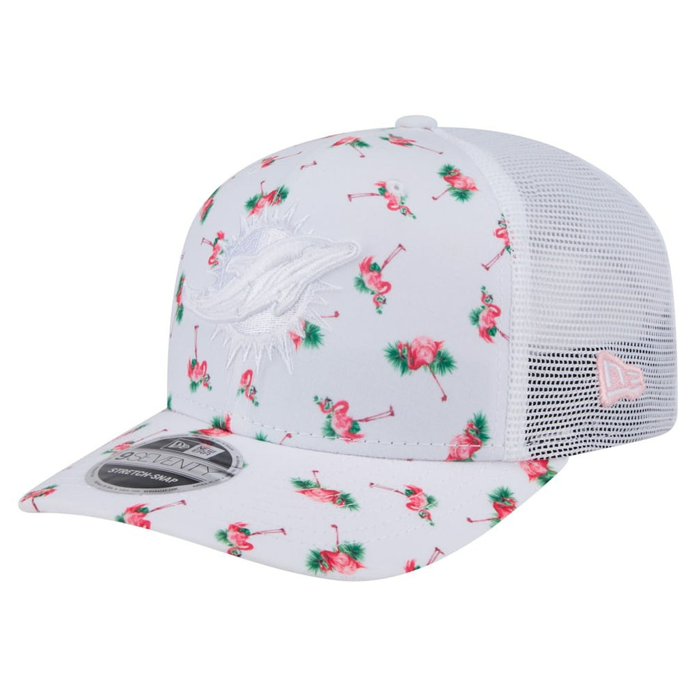 Miami Dolphins New Era Adventure Flamingo Pattern 9SEVENTY Stretch-Snap Hat White | NFL