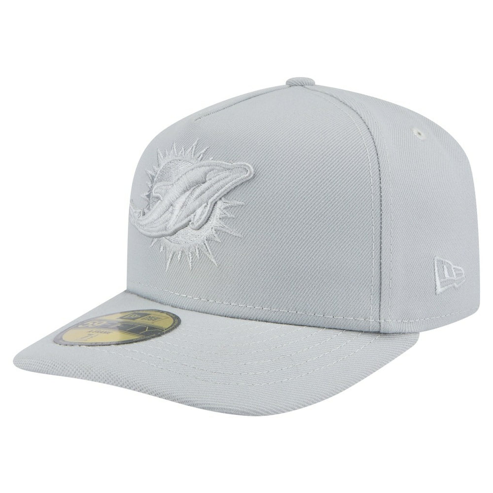 Miami Dolphins New Era Color Pack A-Frame 59FIFTY Fitted Hat Gray | NFL