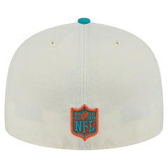 Miami Dolphins New Era Main 59FIFTY Fitted Hat Cream/Aqua | NFL