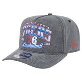 Philadelphia 76ers Throwback Washed Pre-Curved 9FIFTY Snapback Hat Charcoal - NBA