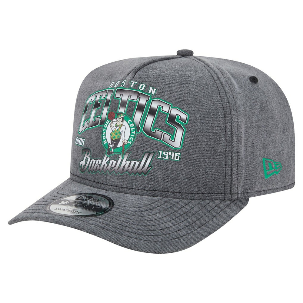Boston Celtics Throwback Washed Pre-Curved 9FIFTY Snapback Hat Charcoal - NBA