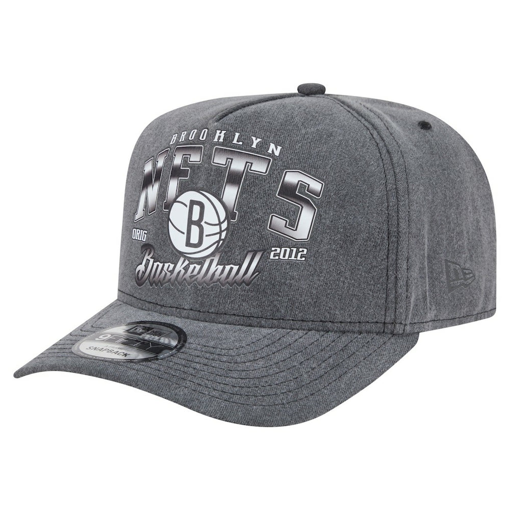Brooklyn Nets Throwback Washed Pre-Curved 9FIFTY Snapback Hat Charcoal - NBA