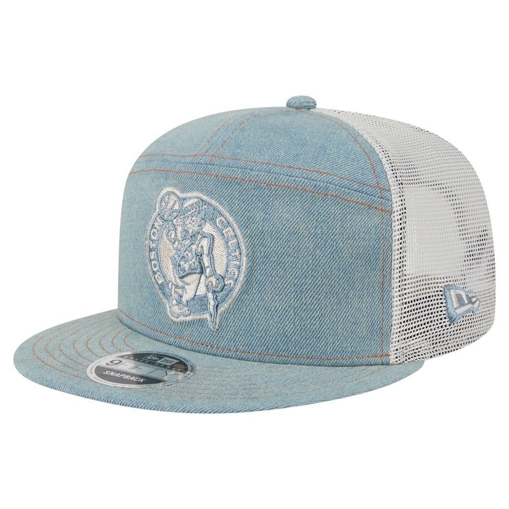 Boston Celtics Adventure Denim Split Panel 9FIFTY Snapback Trucker Hat - NBA