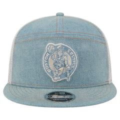 Boston Celtics Adventure Denim Split Panel 9FIFTY Snapback Trucker Hat - NBA
