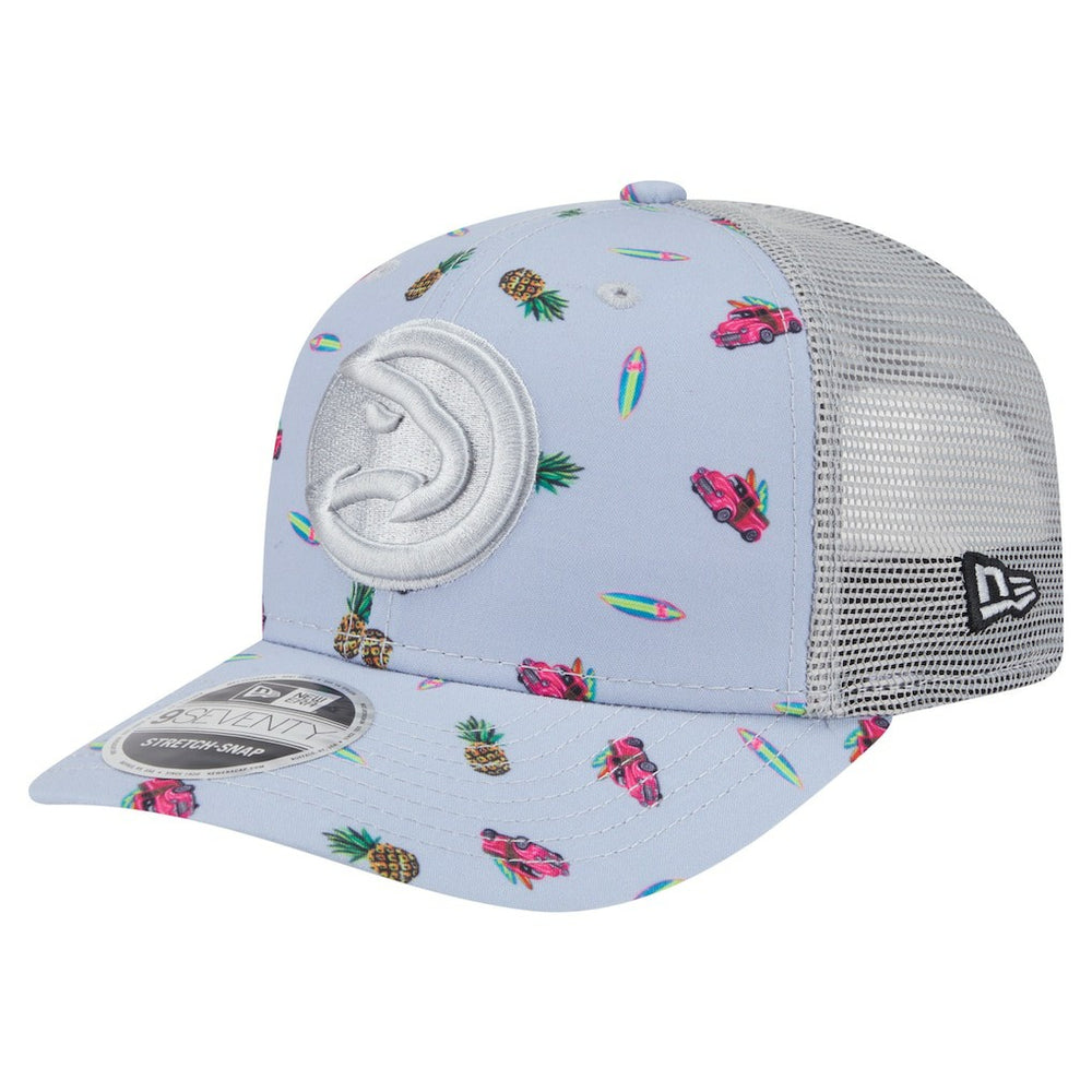 Atlanta Hawks Adventure Aloha Pattern 9SEVENTY Stretch-Snap Hat Light Blue/Gray - NBA