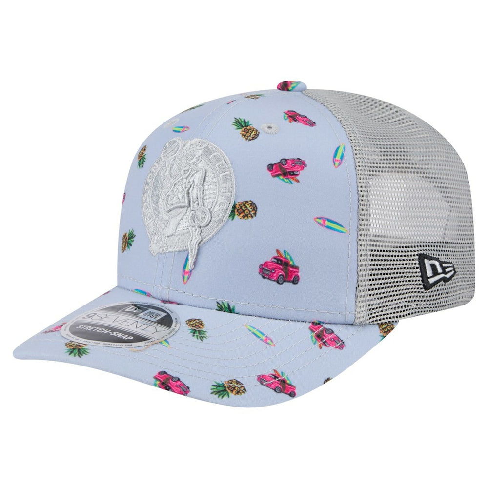 Boston Celtics Adventure Aloha Pattern 9SEVENTY Stretch-Snap Hat Light Blue/Gray - NBA