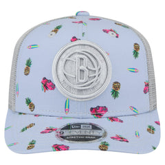 Brooklyn Nets Adventure Aloha Pattern 9SEVENTY Stretch-Snap Hat Light Blue/Gray - NBA