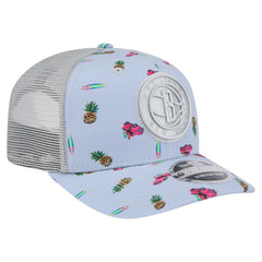 Brooklyn Nets Adventure Aloha Pattern 9SEVENTY Stretch-Snap Hat Light Blue/Gray - NBA