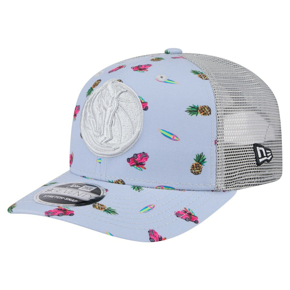 Dallas Mavericks Adventure Aloha Pattern 9SEVENTY Stretch-Snap Hat Light Blue/Gray - NBA