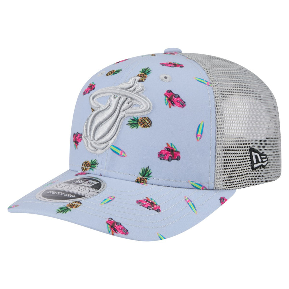 Miami Heat Adventure Aloha Pattern 9SEVENTY Stretch-Snap Hat Light Blue/Gray - NBA