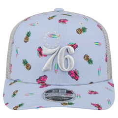 Philadelphia 76ers Adventure Aloha Pattern 9SEVENTY Stretch-Snap Hat Light Blue/Gray - NBA