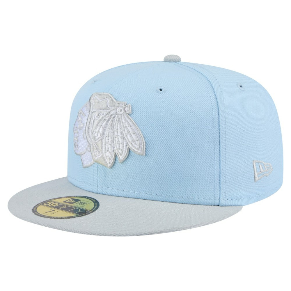 Chicago Blackhawks New Era Color Pack Two-Tone 59FIFTY Fitted Hat - Light Blue/Gray - NHL