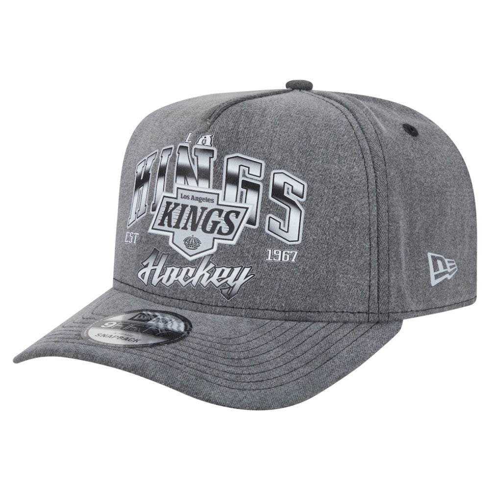 Los Angeles Kings New Era Throwback Washed A-Frame Pre-Curved 9FIFTY Snapback Hat - Charcoal - NHL