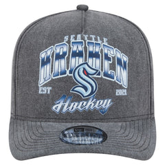 Seattle Kraken New Era Throwback Washed A-Frame Pre-Curved 9FIFTY Snapback Hat - Charcoal - NHL