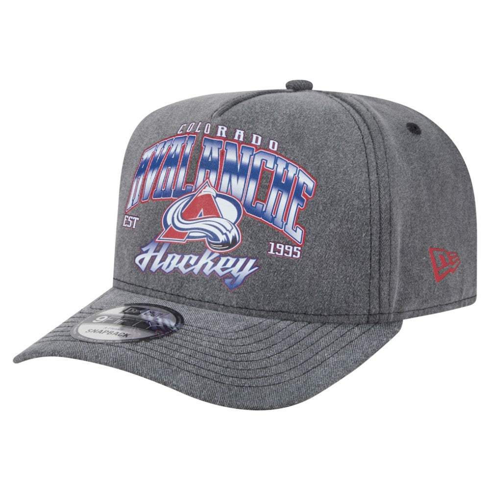 Colorado Avalanche New Era Throwback Washed A-Frame Pre-Curved 9FIFTY Snapback Hat - Charcoal - NHL