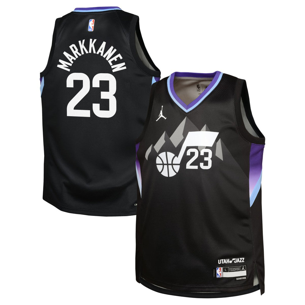Lauri Markkanen Utah Jazz Jordan Brand Youth Swingman Jersey Statement Edition Black - NBA