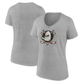 Anaheim Ducks Women's Primary Logo V-Neck T-Shirt – Gray - NHL