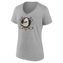 Anaheim Ducks Women's Primary Logo V-Neck T-Shirt – Gray - NHL
