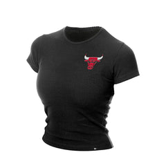 Chicago Bulls Women's Leisure Collection Baby Doll Cropped T-Shirt Black - NBA