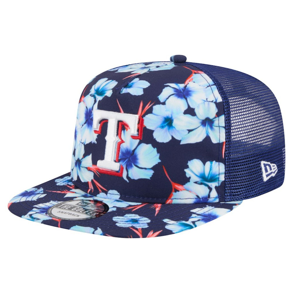 Texas Rangers New Era Adventure Pattern Golfer Trucker Snapback Hat - MLB