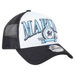 Miami Marlins New Era Distressed 9FORTY A-Frame Adjustable Trucker Hat - MLB