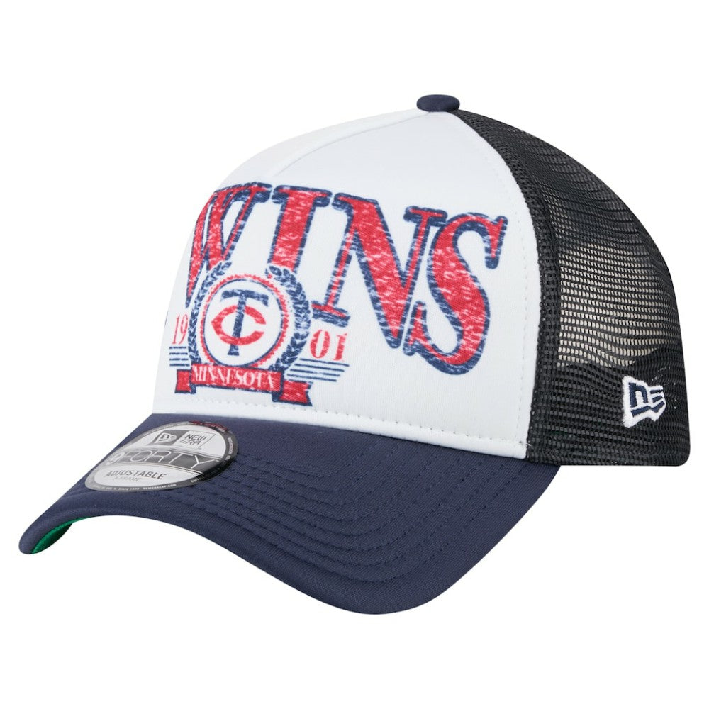 Minnesota Twins New Era Distressed 9FORTY A-Frame Adjustable Trucker Hat - MLB