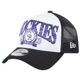 Colorado Rockies New Era Distressed 9FORTY A-Frame Adjustable Trucker Hat - MLB