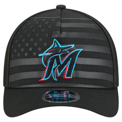 Miami Marlins New Era American Flag 9FORTY M-Crown A-Frame Adjustable Hat - MLB