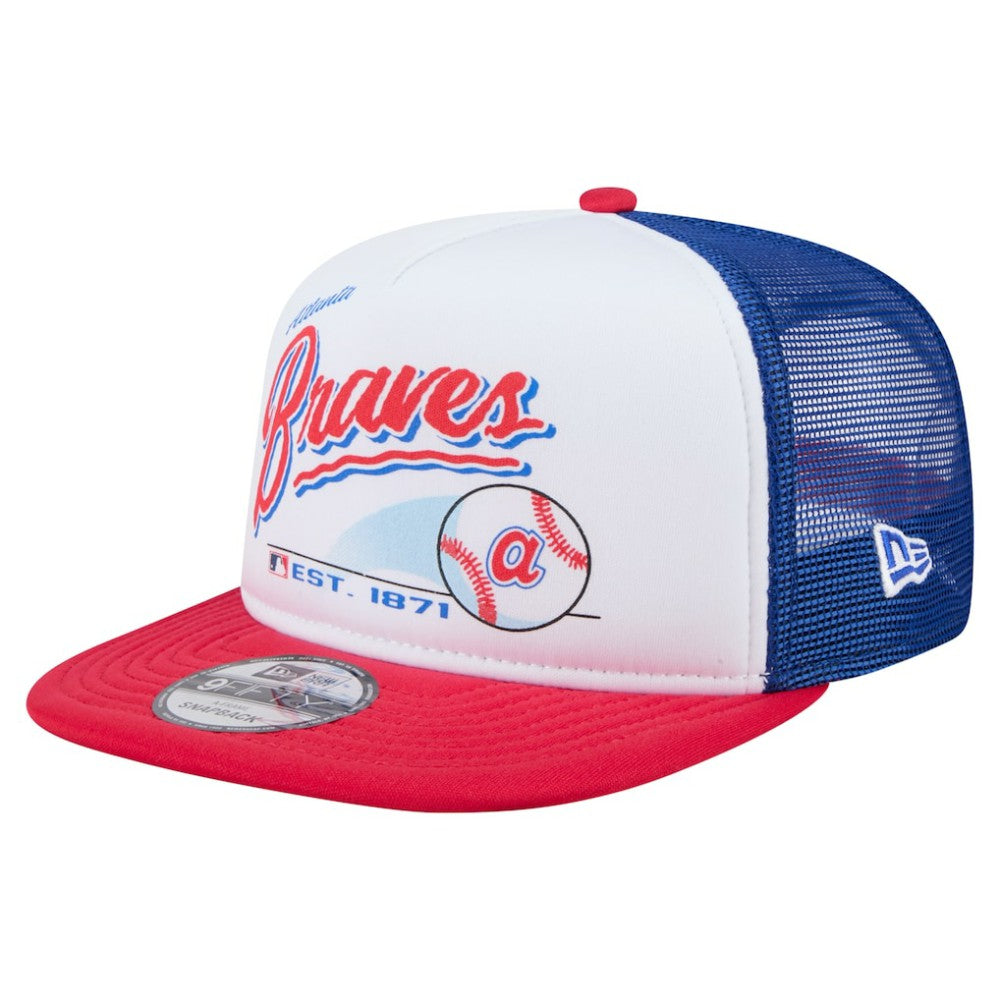Atlanta Braves New Era Retro Script Trucker 9FIFTY Snapback Hat - MLB