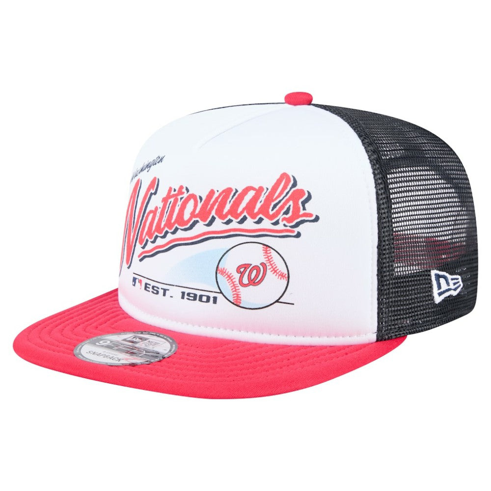 Washington Nationals New Era Retro Script Trucker 9FIFTY Snapback Hat - MLB