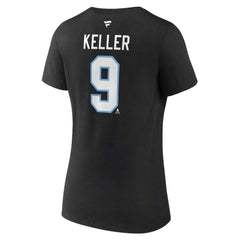 Clayton Keller Utah Mammoth Fanatics Women's Authentic Stack Name & Number V-Neck T-Shirt - Black - NHL