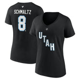 Nick Schmaltz Utah Mammoth Fanatics Women's Authentic Stack Name & Number V-Neck T-Shirt - Black - NHL