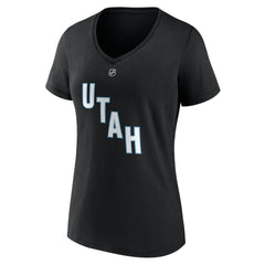 Nick Schmaltz Utah Mammoth Fanatics Women's Authentic Stack Name & Number V-Neck T-Shirt - Black - NHL