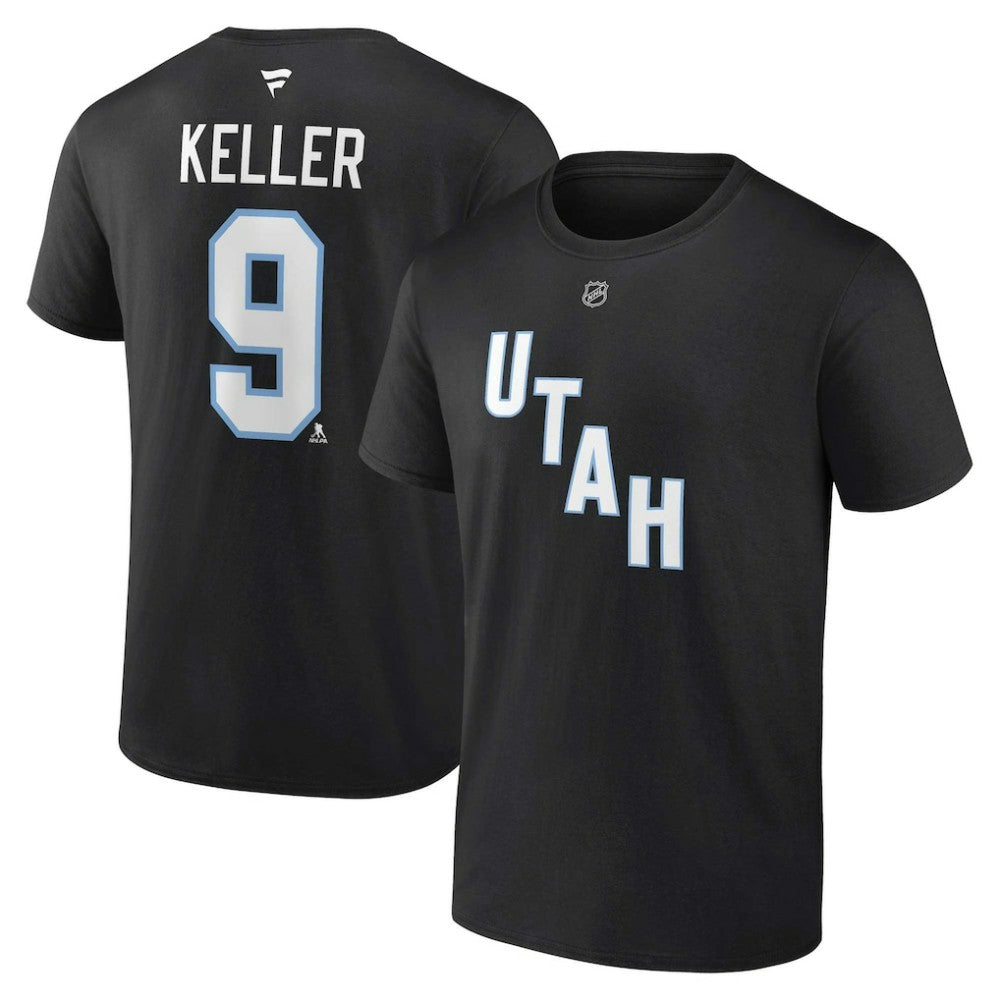 Clayton Keller Utah Mammoth Fanatics Authentic Stack Name & Number T-Shirt - Black - NHL