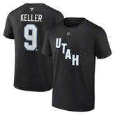 Clayton Keller Utah Mammoth Fanatics Authentic Stack Name & Number T-Shirt - Black - NHL