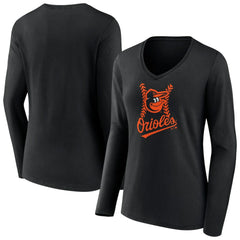 Baltimore Orioles Women's Fastball Long Sleeve V-Neck T-Shirt - MLB