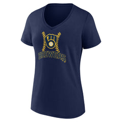 Milwaukee Brewers Women's Fastball V-Neck T-Shirt - MLB