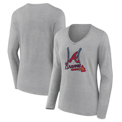 Atlanta Braves Women's Fastball Long Sleeve V-Neck T-Shirt - MLB