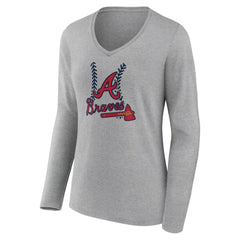 Atlanta Braves Women's Fastball Long Sleeve V-Neck T-Shirt - MLB