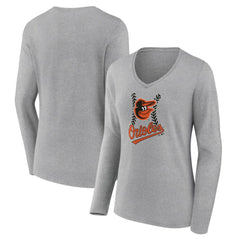 Baltimore Orioles Women's Fastball Long Sleeve V-Neck T-Shirt - MLB