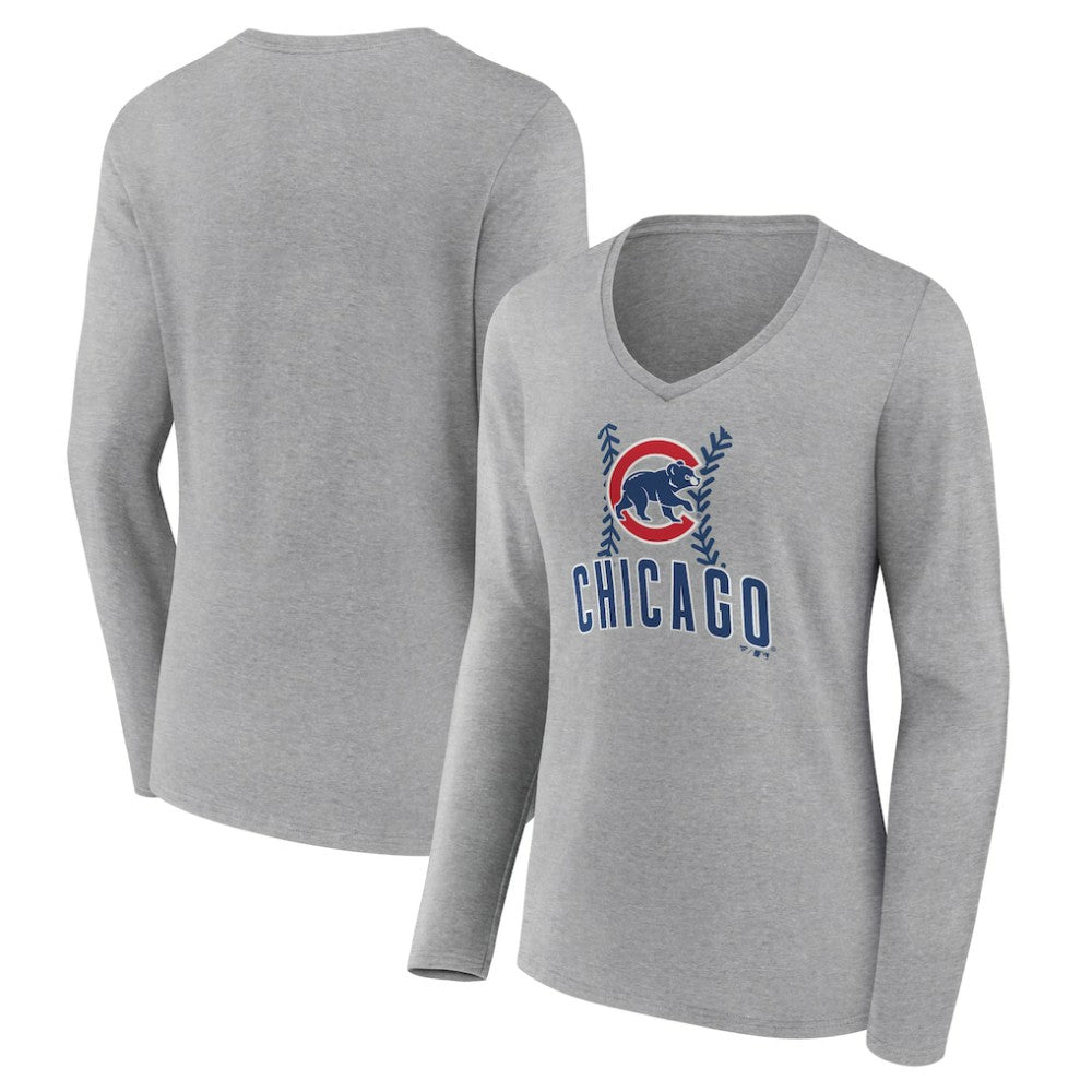 Chicago Cubs Women's Fastball Long Sleeve V-Neck T-Shirt - MLB