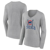 Chicago Cubs Women's Fastball Long Sleeve V-Neck T-Shirt - MLB