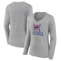 Chicago Cubs Women's Fastball Long Sleeve V-Neck T-Shirt - MLB