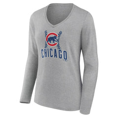 Chicago Cubs Women's Fastball Long Sleeve V-Neck T-Shirt - MLB